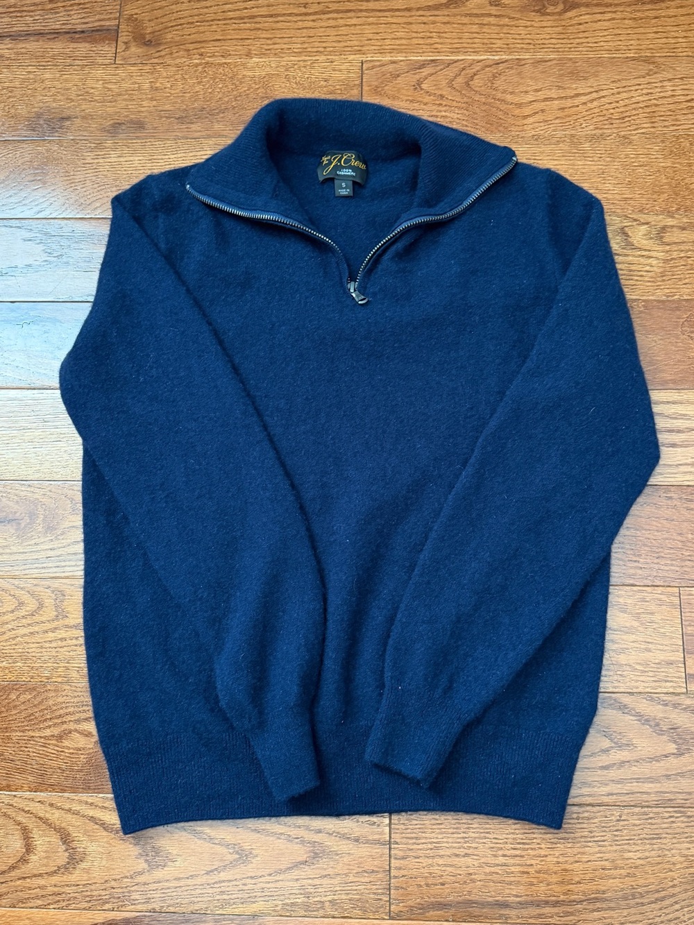 J. Crew Men's Navy Zip-Up Mock Collar Sweater
